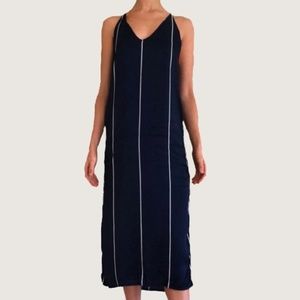 Faithfull The Brand Navy Pinstripe Dress